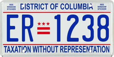 DC license plate ER1238