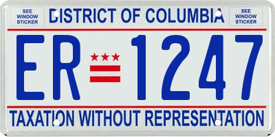 DC license plate ER1247