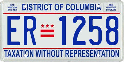 DC license plate ER1258