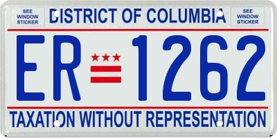 DC license plate ER1262