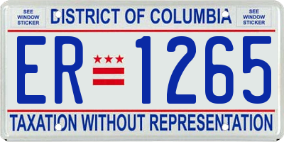 DC license plate ER1265
