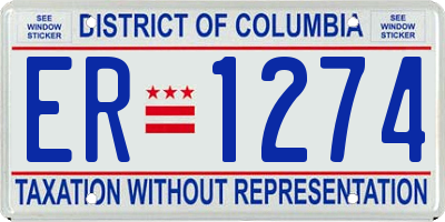 DC license plate ER1274