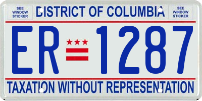 DC license plate ER1287