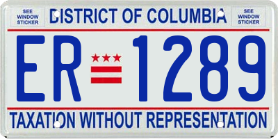 DC license plate ER1289
