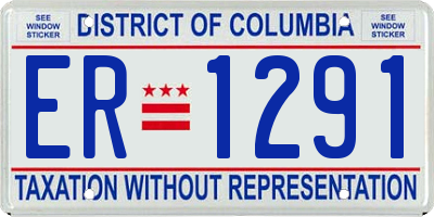 DC license plate ER1291