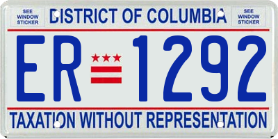 DC license plate ER1292