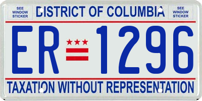 DC license plate ER1296