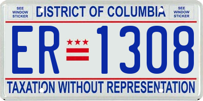 DC license plate ER1308