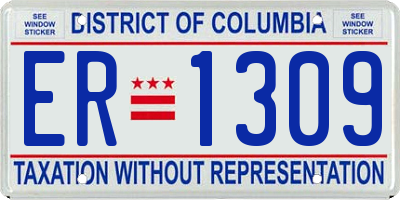 DC license plate ER1309