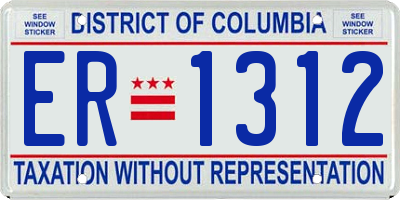 DC license plate ER1312