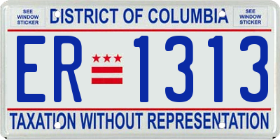 DC license plate ER1313
