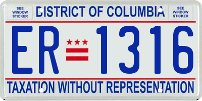 DC license plate ER1316