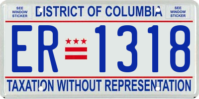DC license plate ER1318
