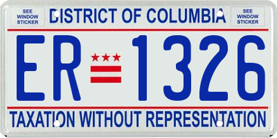 DC license plate ER1326