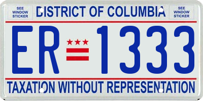 DC license plate ER1333