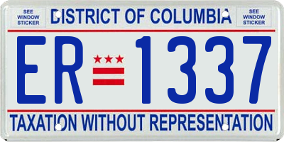 DC license plate ER1337