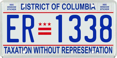 DC license plate ER1338