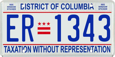 DC license plate ER1343