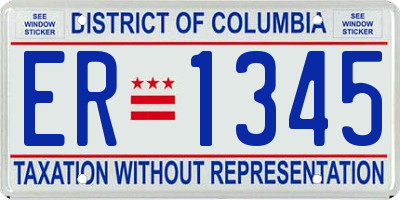 DC license plate ER1345