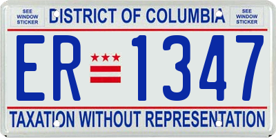 DC license plate ER1347