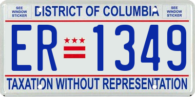 DC license plate ER1349