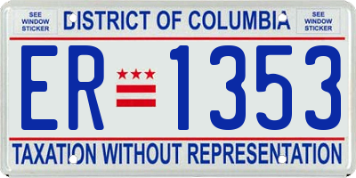 DC license plate ER1353