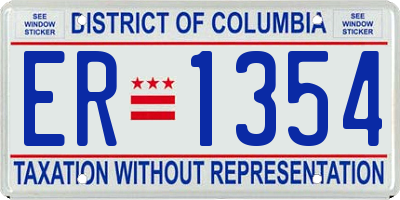 DC license plate ER1354
