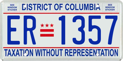 DC license plate ER1357