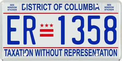DC license plate ER1358