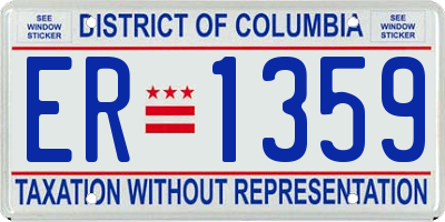 DC license plate ER1359