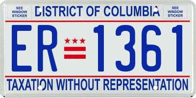DC license plate ER1361