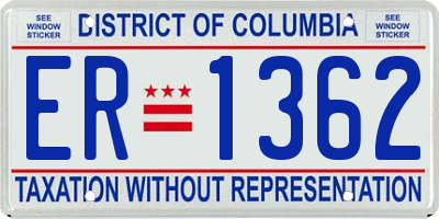 DC license plate ER1362