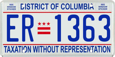 DC license plate ER1363