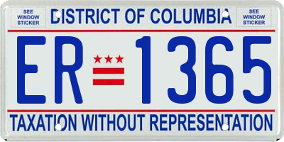 DC license plate ER1365