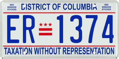DC license plate ER1374