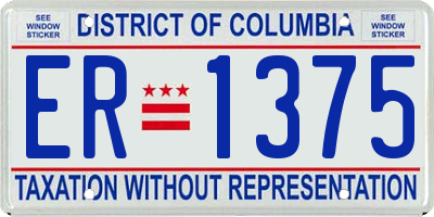 DC license plate ER1375