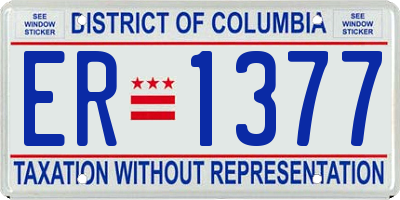 DC license plate ER1377
