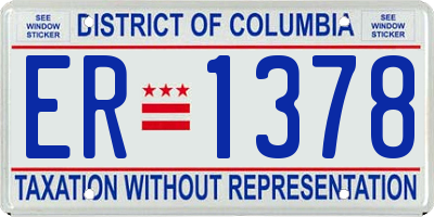 DC license plate ER1378