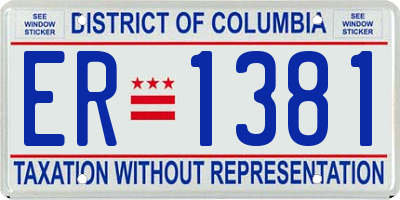 DC license plate ER1381