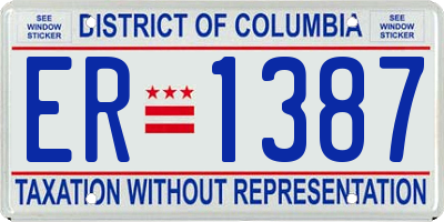 DC license plate ER1387