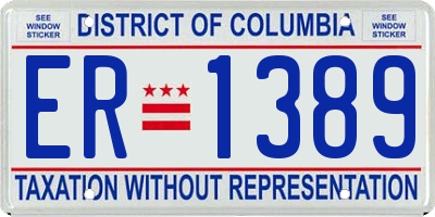DC license plate ER1389