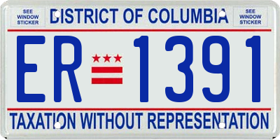 DC license plate ER1391