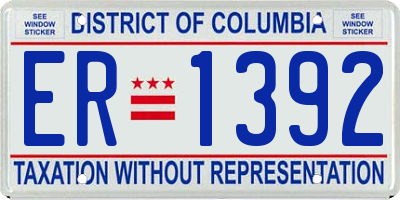 DC license plate ER1392