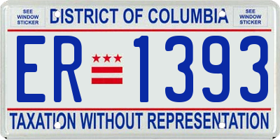 DC license plate ER1393