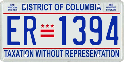 DC license plate ER1394