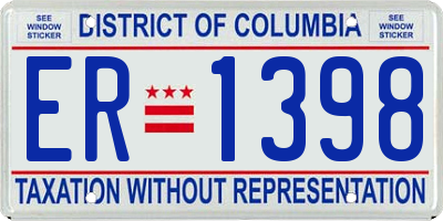 DC license plate ER1398