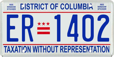 DC license plate ER1402