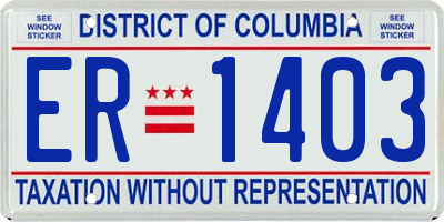 DC license plate ER1403