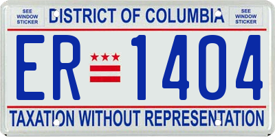 DC license plate ER1404