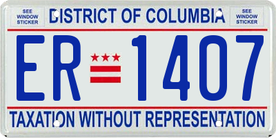 DC license plate ER1407
